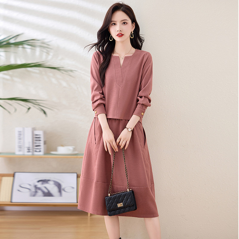 遮肚显瘦套装裙女2025年秋季爆款小个子洋气减龄宽松半身裙两件套