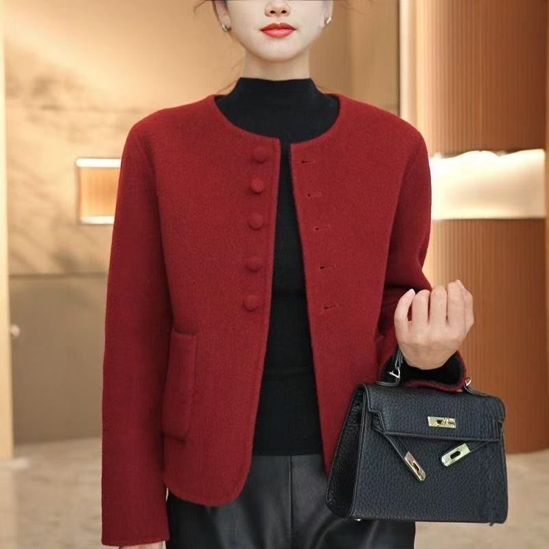 秋冬新款高端时尚轻奢高级感小香风双面毛呢小个子洋气短款外套女