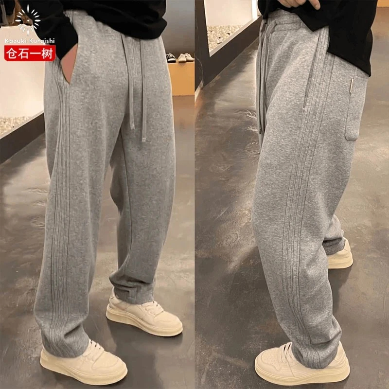 仓石一树直筒弯刀休闲裤男装宽松哈伦长裤纯色百搭阔腿百搭卫裤潮