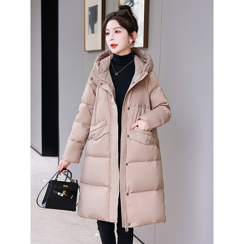 羽绒服女长款过膝新款冬季宽松连帽显瘦白鸭绒 HR181时尚百搭时尚