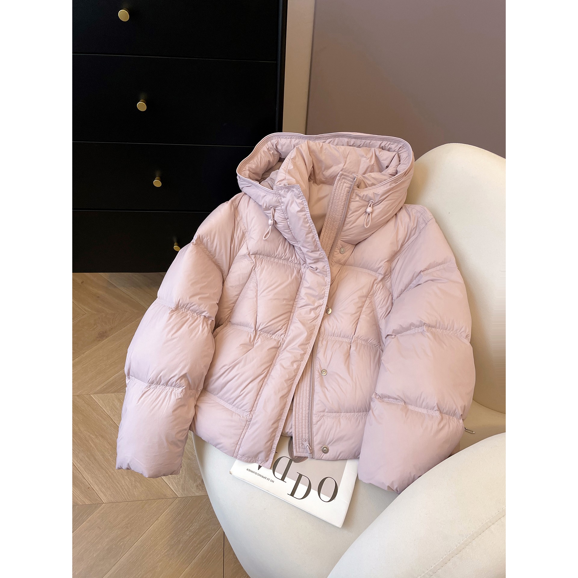 【专柜品质】小C家 云朵泡芙连帽龟背羽绒服女款冬季2025新款90白鸭