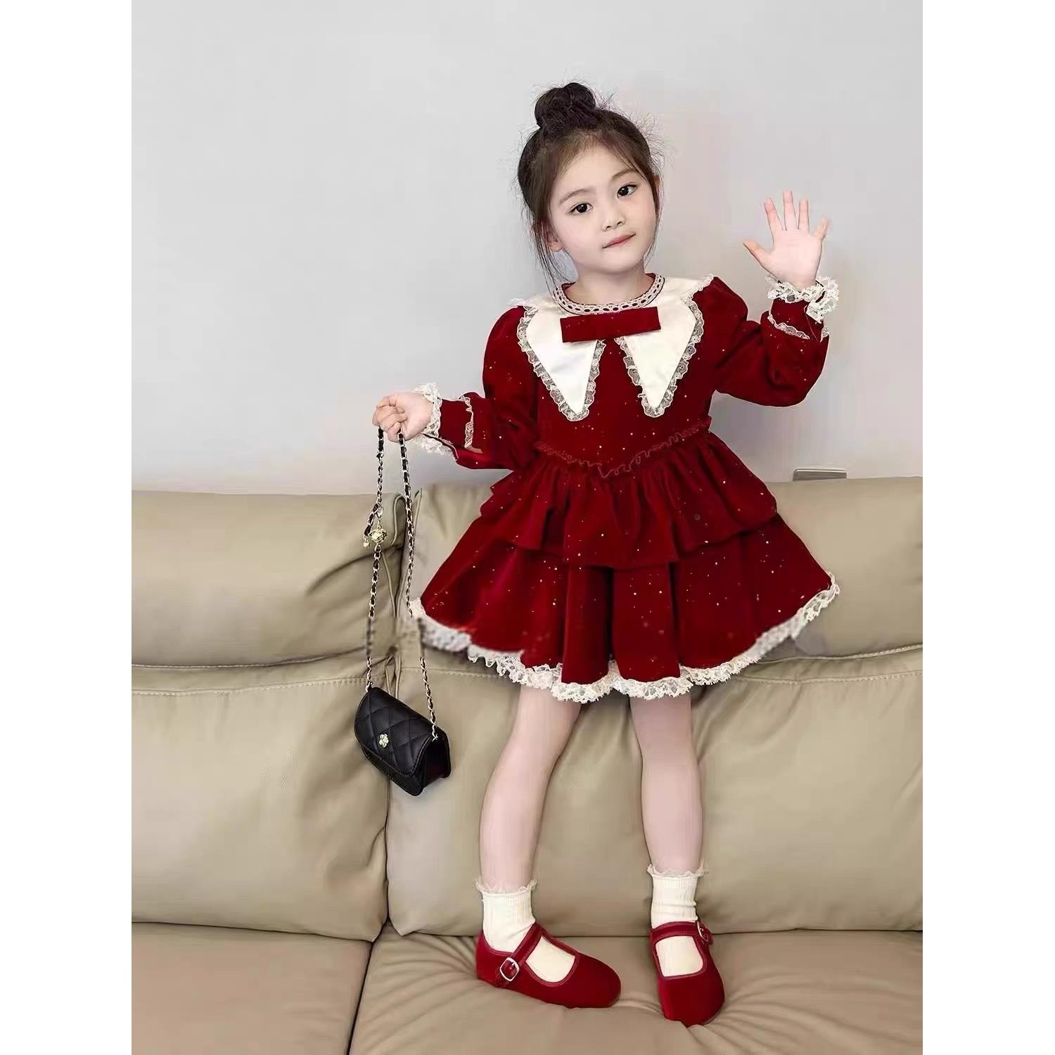 女童新年连衣裙女童春秋季连衣裙2025新款洋气儿童韩版女孩高级感