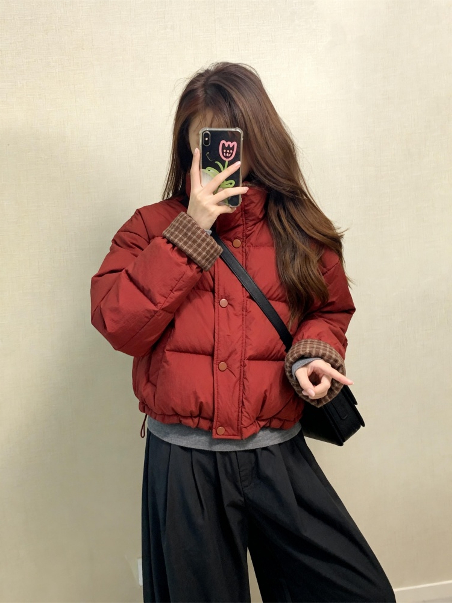 2025新款巨好看的加厚红色短款洋气时尚羽绒服外套女款秋冬季棉袄