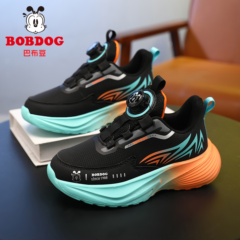 Bobdog/巴布豆男童鞋子女童运动鞋秋冬季皮面学生跑步鞋冬季加绒