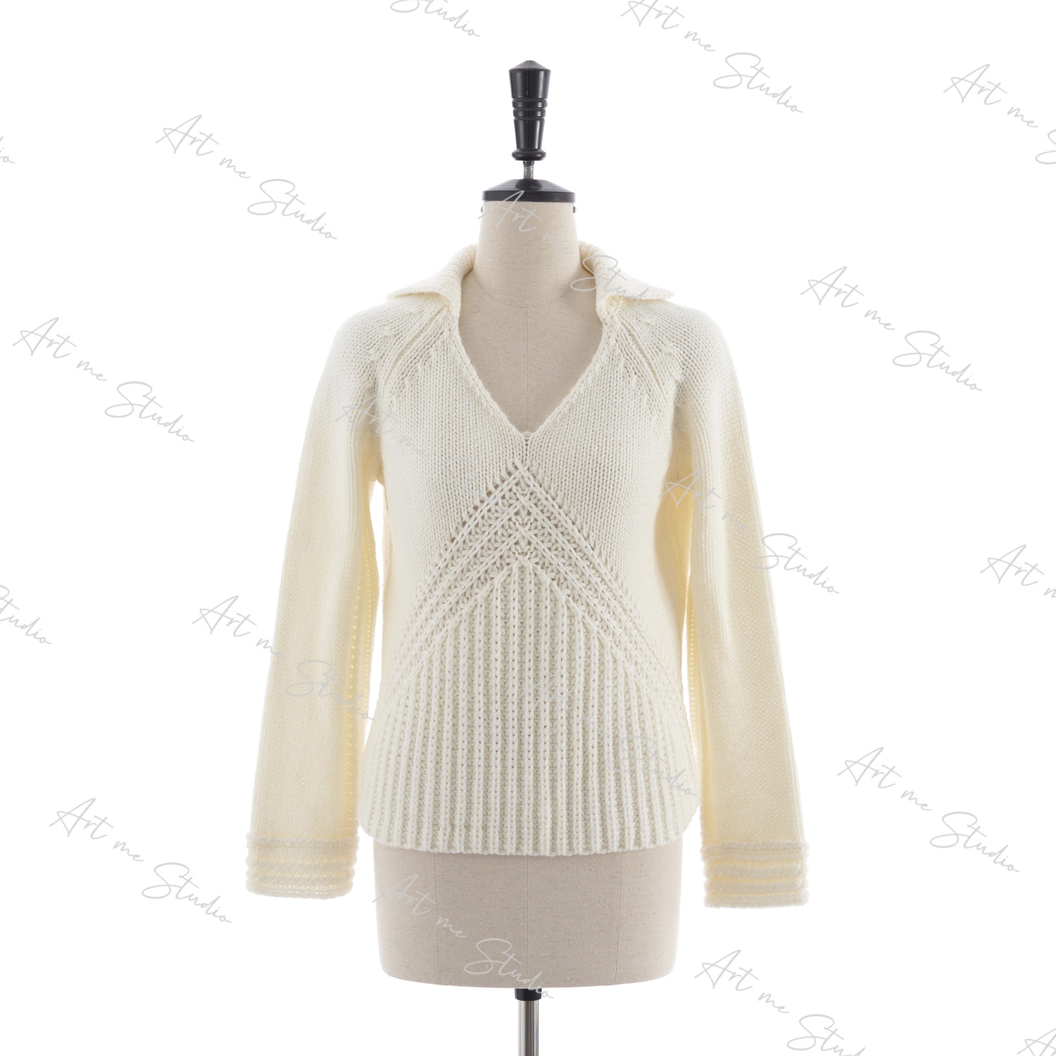 3姐【雪织子 V领套头慵懒风长袖针织上衣】   MQ7019