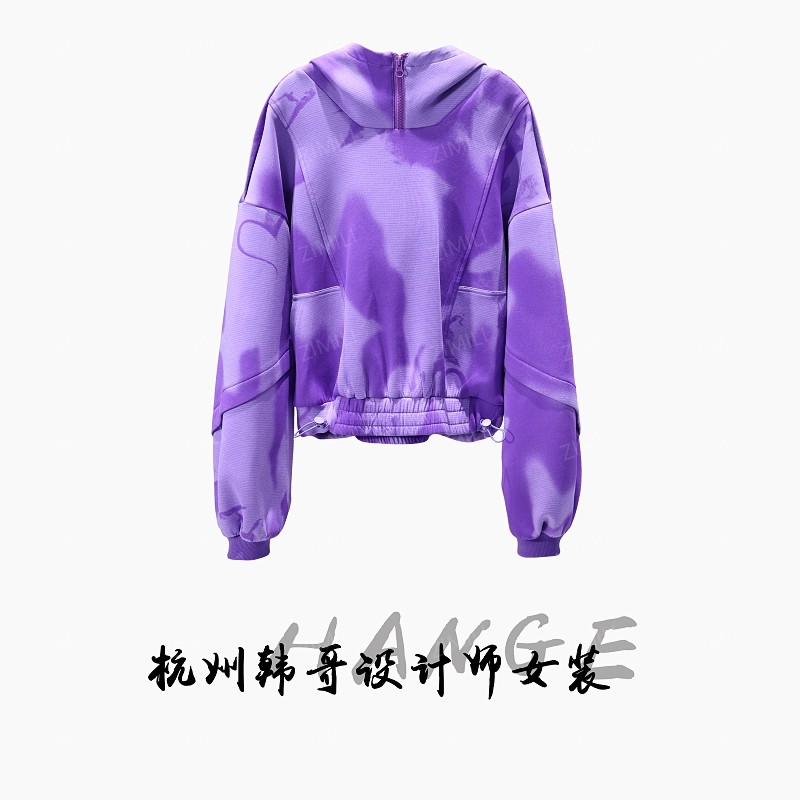 【韩哥欧货女装】2025冬季加厚《紫气东来》星空紫混染卫衣6182-K2