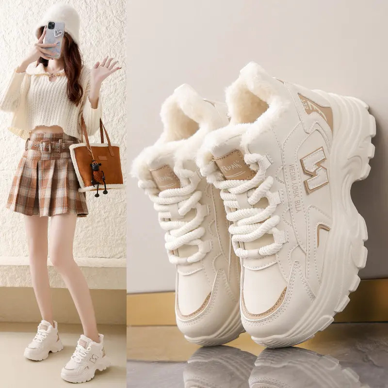 NEW BOLUNE/新百伦新百伦NEWBOLUNE踩屎感加绒加厚棉运动鞋女冬季