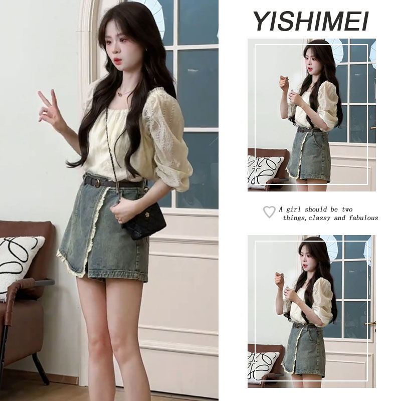 【现货】2025夏季新款时尚设计感百搭简流行小个子减龄上衣短裙