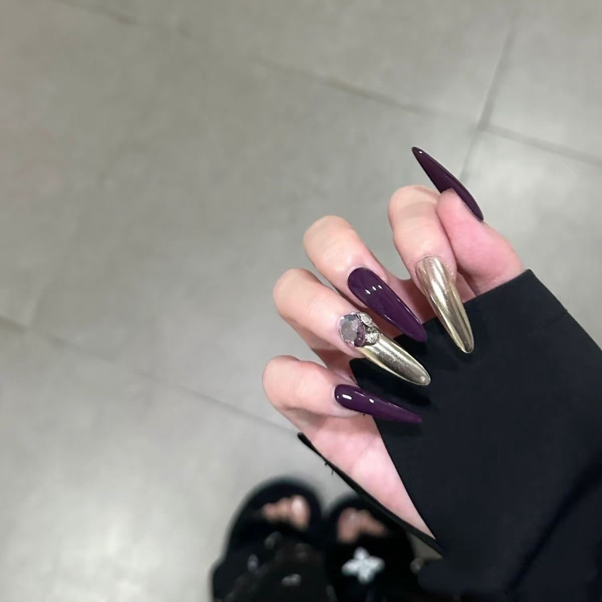 紫气东来纯手工魔镜高级穿戴甲新年辣妹ins美甲超级爆闪显白贴钻