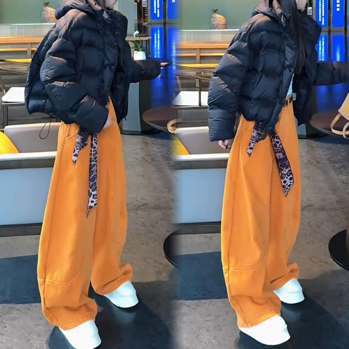 2025冬季新款女士时尚加厚棉衣棉服套装宽松显瘦保暖阔腿裤两件套