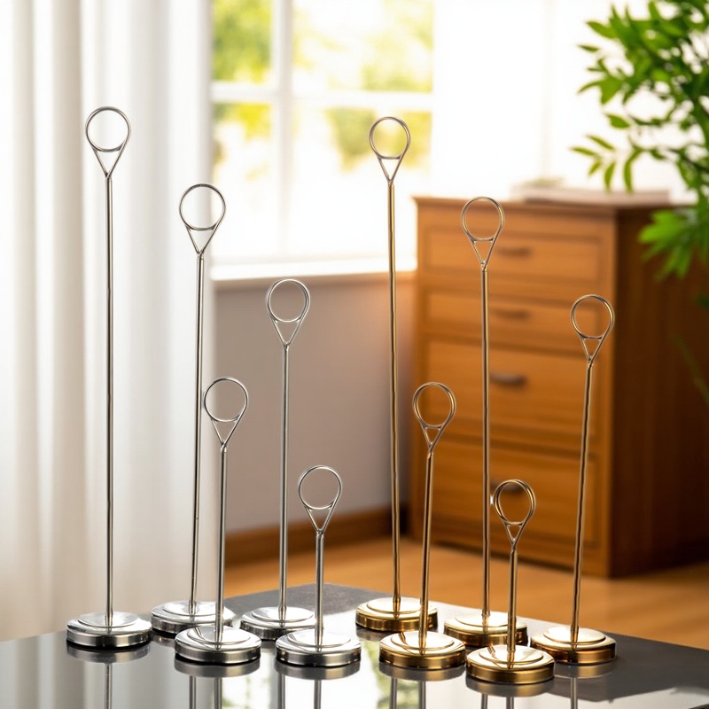 不锈钢席位卡台号立式卡架酒店婚礼桌宴会桌牌餐厅菜牌圆环插卡夹