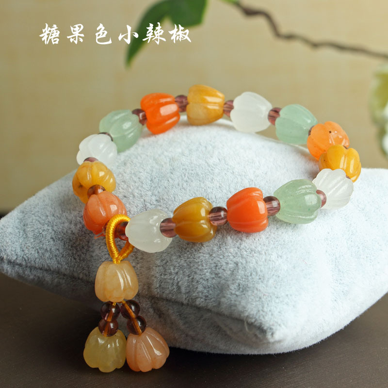 【工厂补贴】新疆金丝玉糖果色小辣椒手串 简约 多样性发其一【C68】