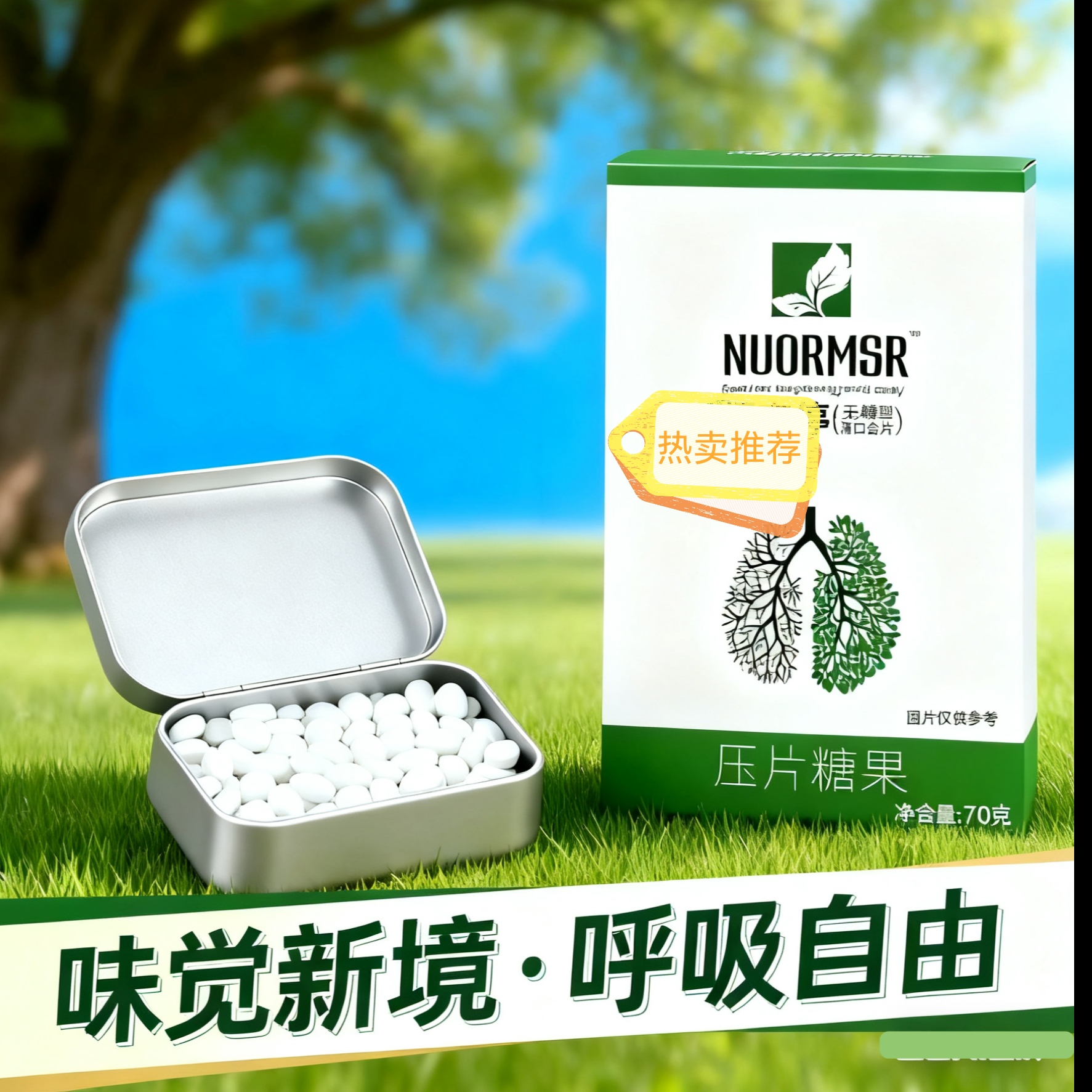 NUOKMSR薄荷口香糖零食口气清新糖原味健康食品无糖含片