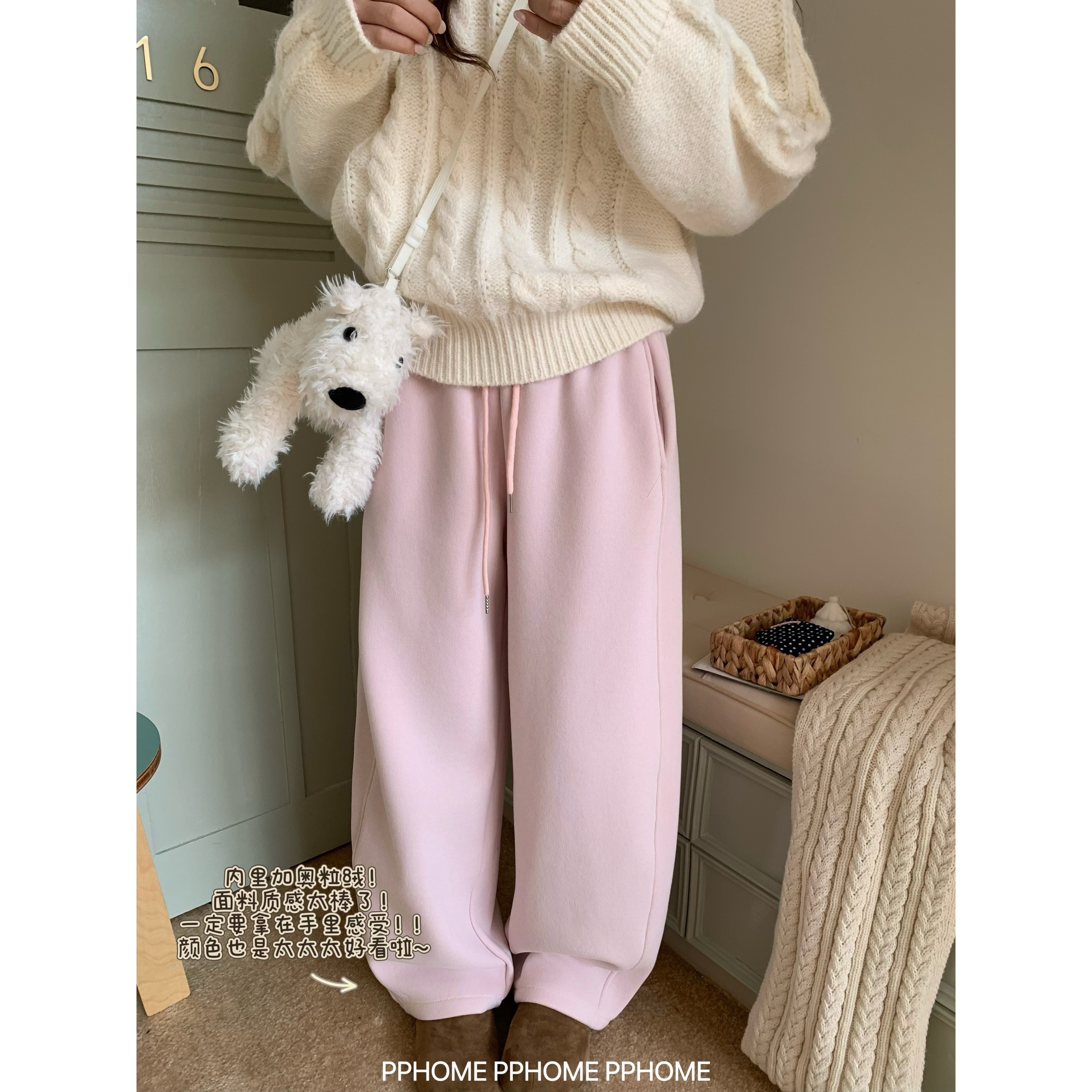 质感超好弯刀裤加绒松紧腰秋冬百搭休闲裤子