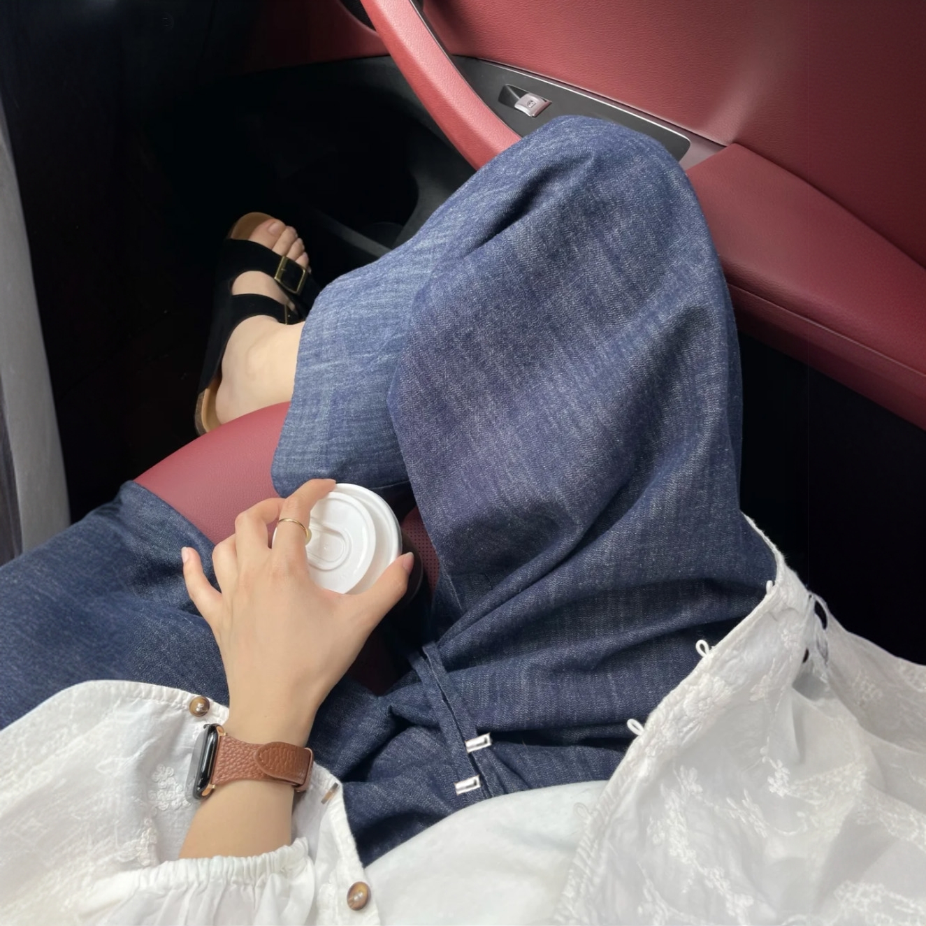 孕妇牛仔裤夏季薄款休闲遛弯裤阔腿奶奶裤新款外穿抽绳九分裤子女