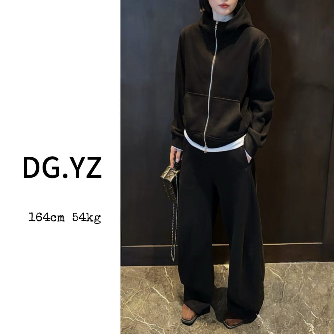 【樱子家】3145F休闲连帽外套阔腿裤两件套