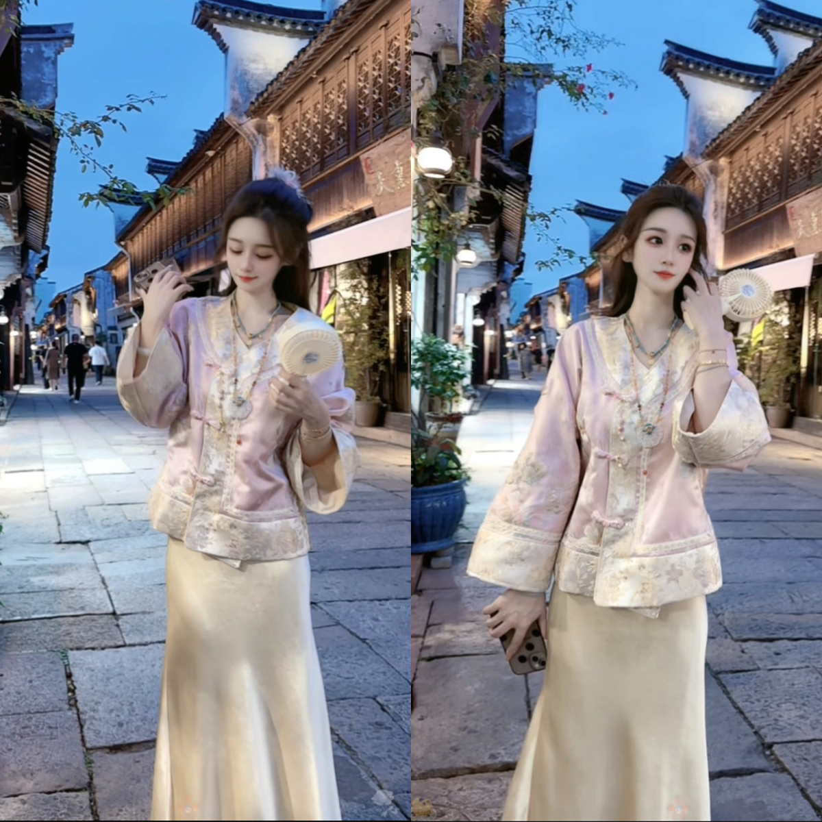 【金玉满堂】两件套新中式刺绣粉色外套女款早秋独特上衣半裙25105