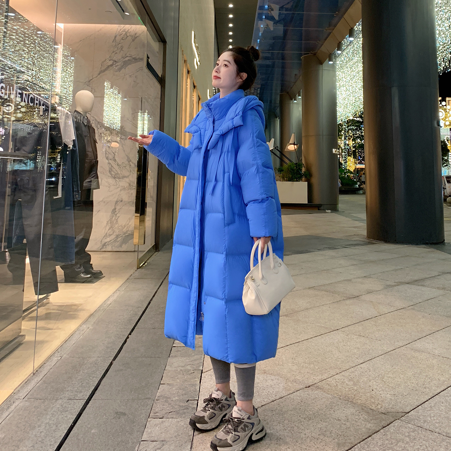 超厚羽绒服女长款过膝2025冬季新款韩版宽松加厚保暖极寒外套蓝色