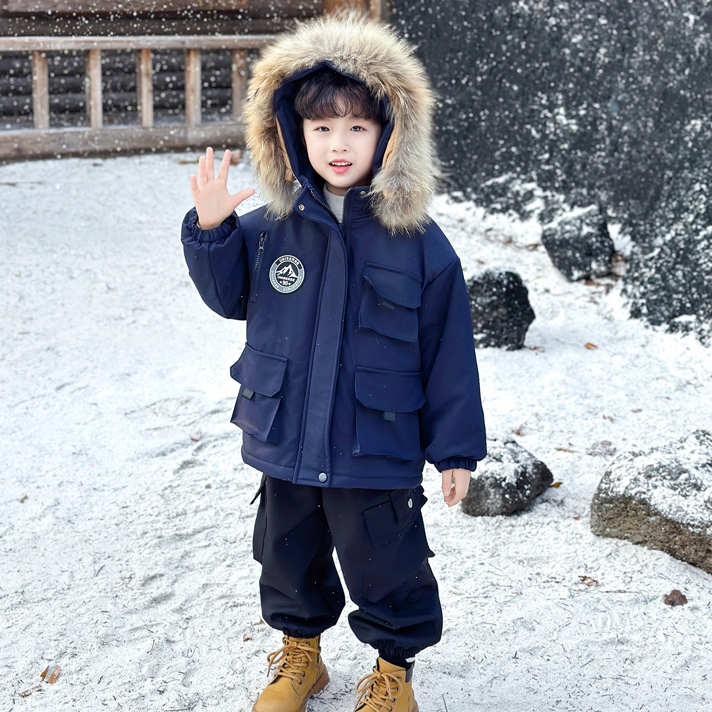 男童棉衣外套冬季加厚棉服2025新款冬装棉袄中长款加绒上衣冬季潮