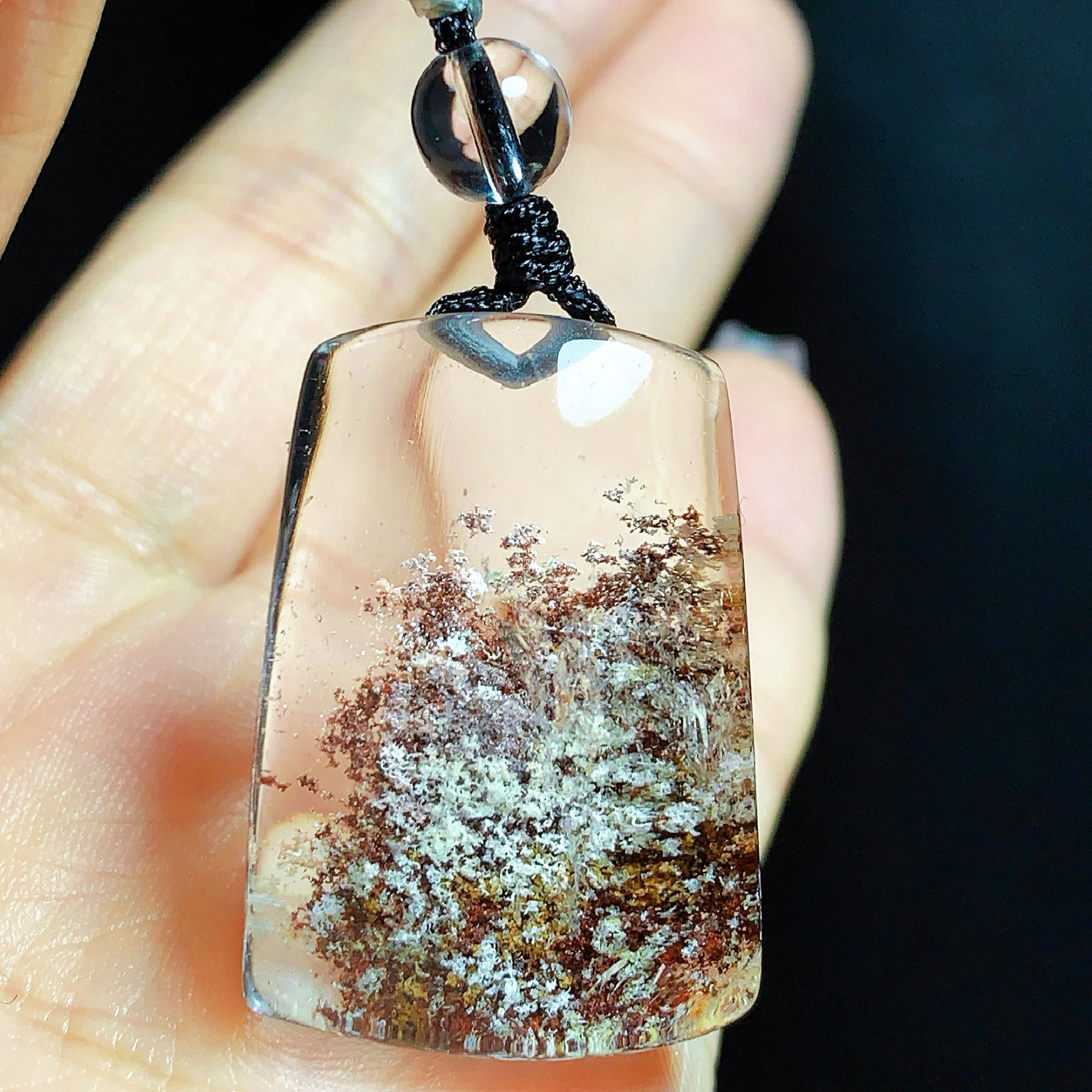 东海水晶天然彩幽灵水晶吊坠毛衣链无事牌彩幽灵纯天然100%真品