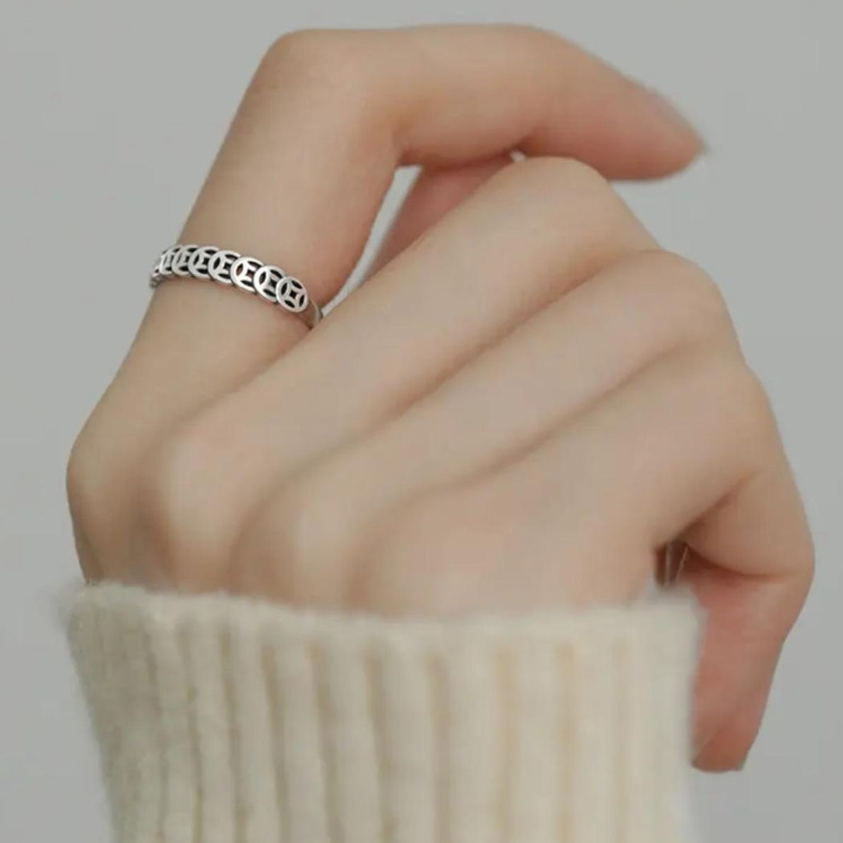 【钱多多】戒指女个性男女小众复古百搭时尚戒指指环