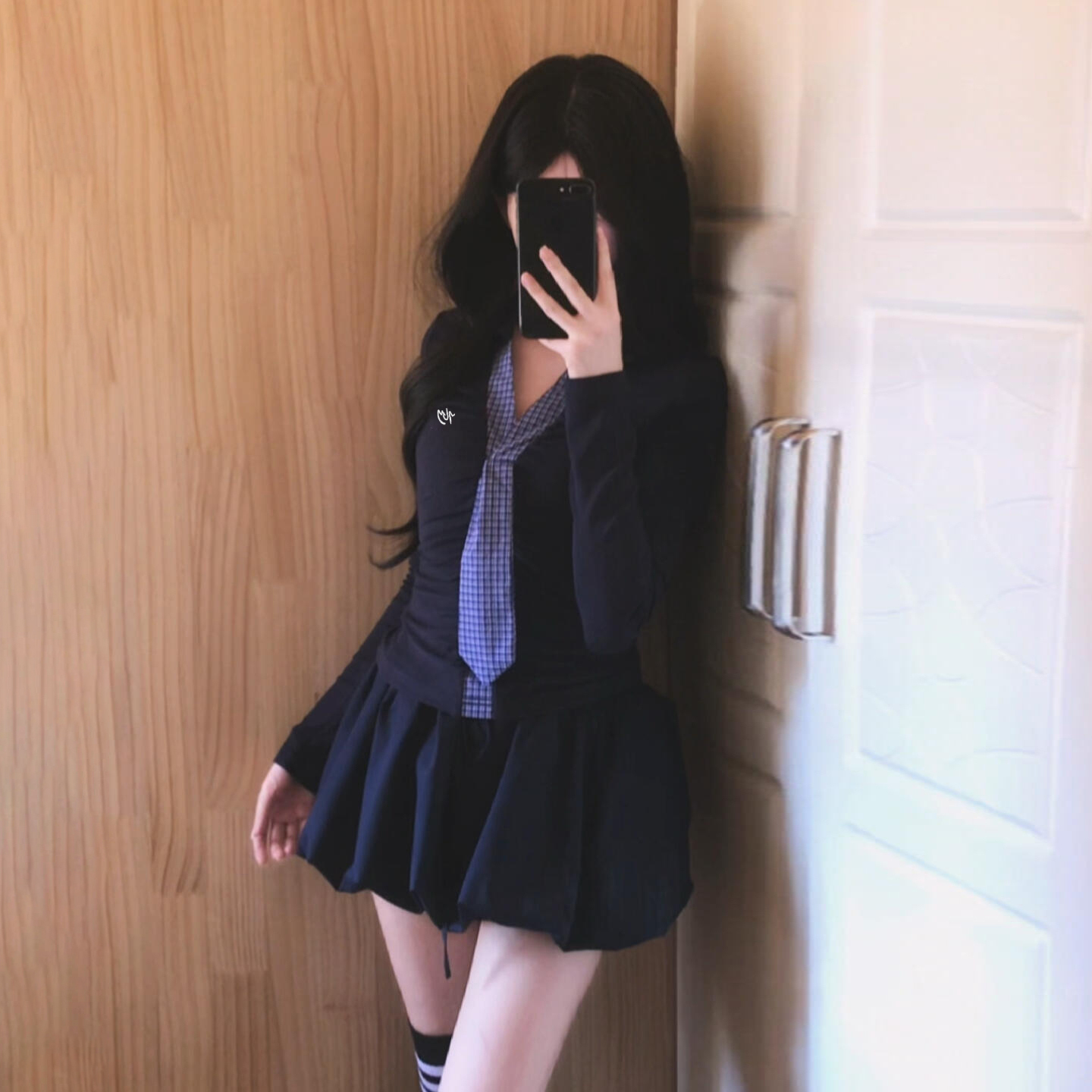 韩系独特超好看连衣裙子女早秋季2025新款小个子蓬蓬花苞短裙套装