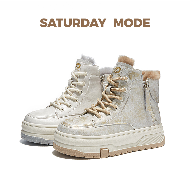 SATURDAYMODE【泼天富贵】2025冬季新款增高兔毛保暖休闲雪地靴/魏