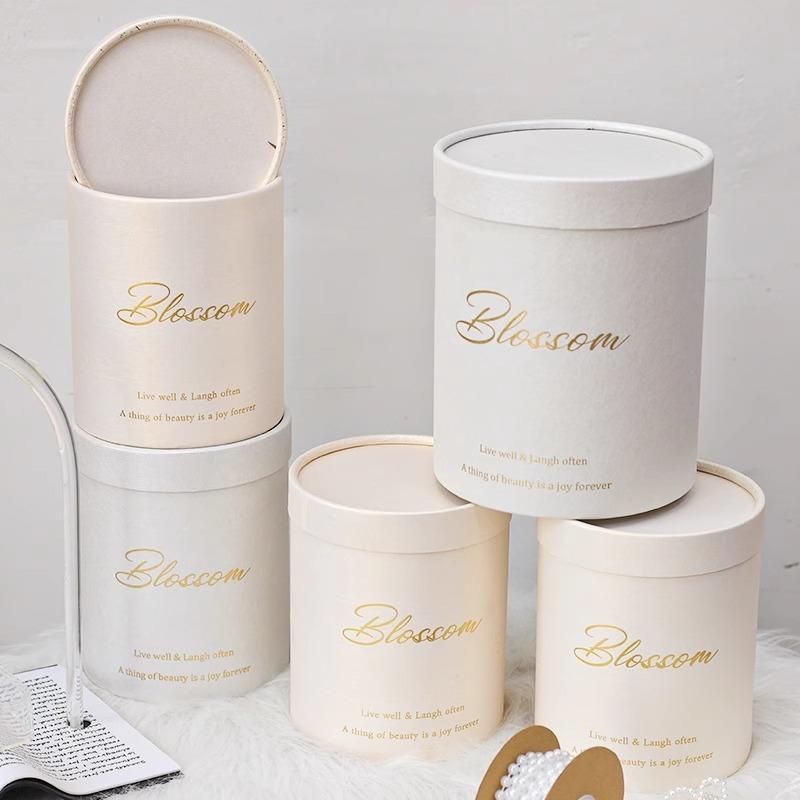 情人节珍珠贝母简约英文抱抱桶圆形花束插花筒花艺鲜花包装礼盒