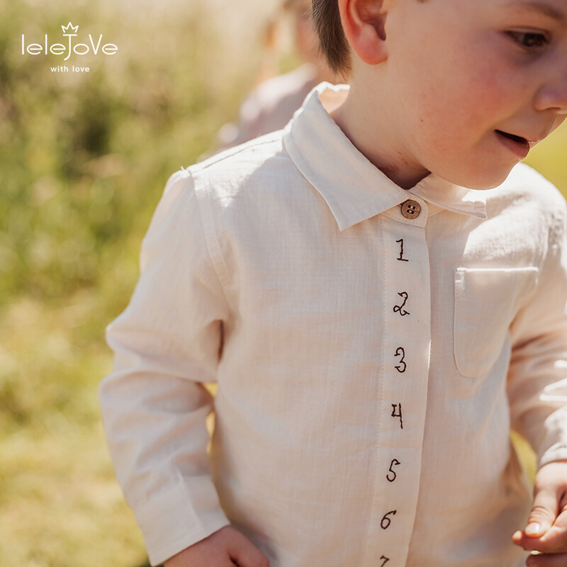 lelejove儿童衬衫25早秋新款男宝基础百搭薄款纯棉衬衫5AW3E329