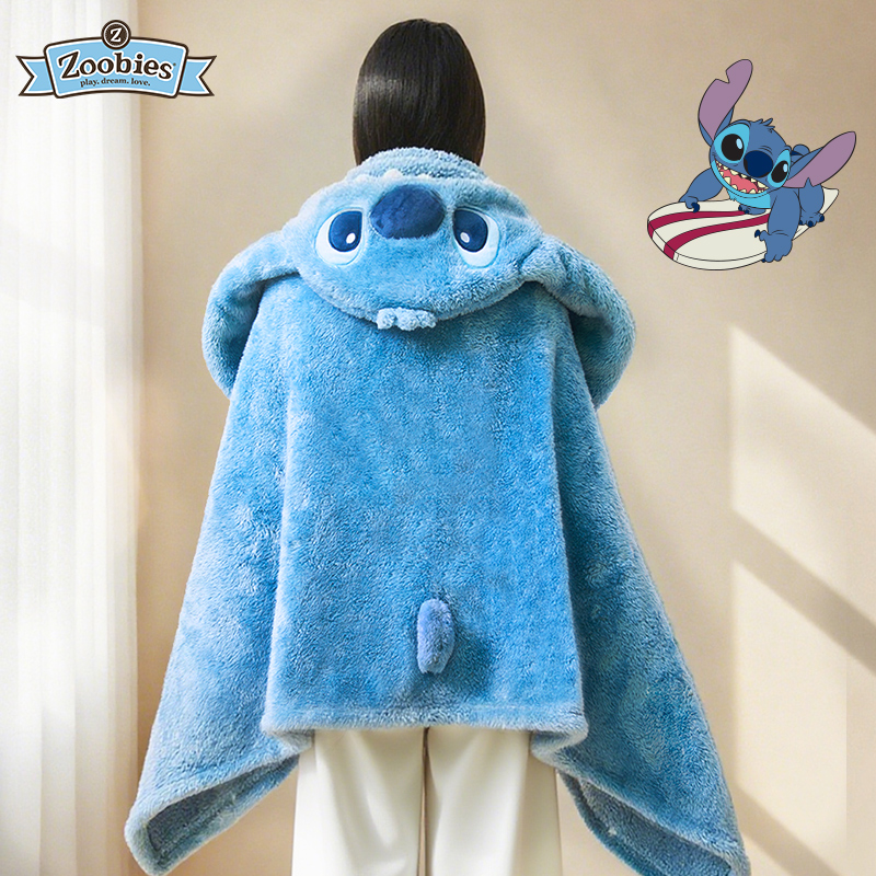 zoobies迪士尼双面绒披风保暖舒适柔软亲肤Q萌可爱斗篷午睡毯