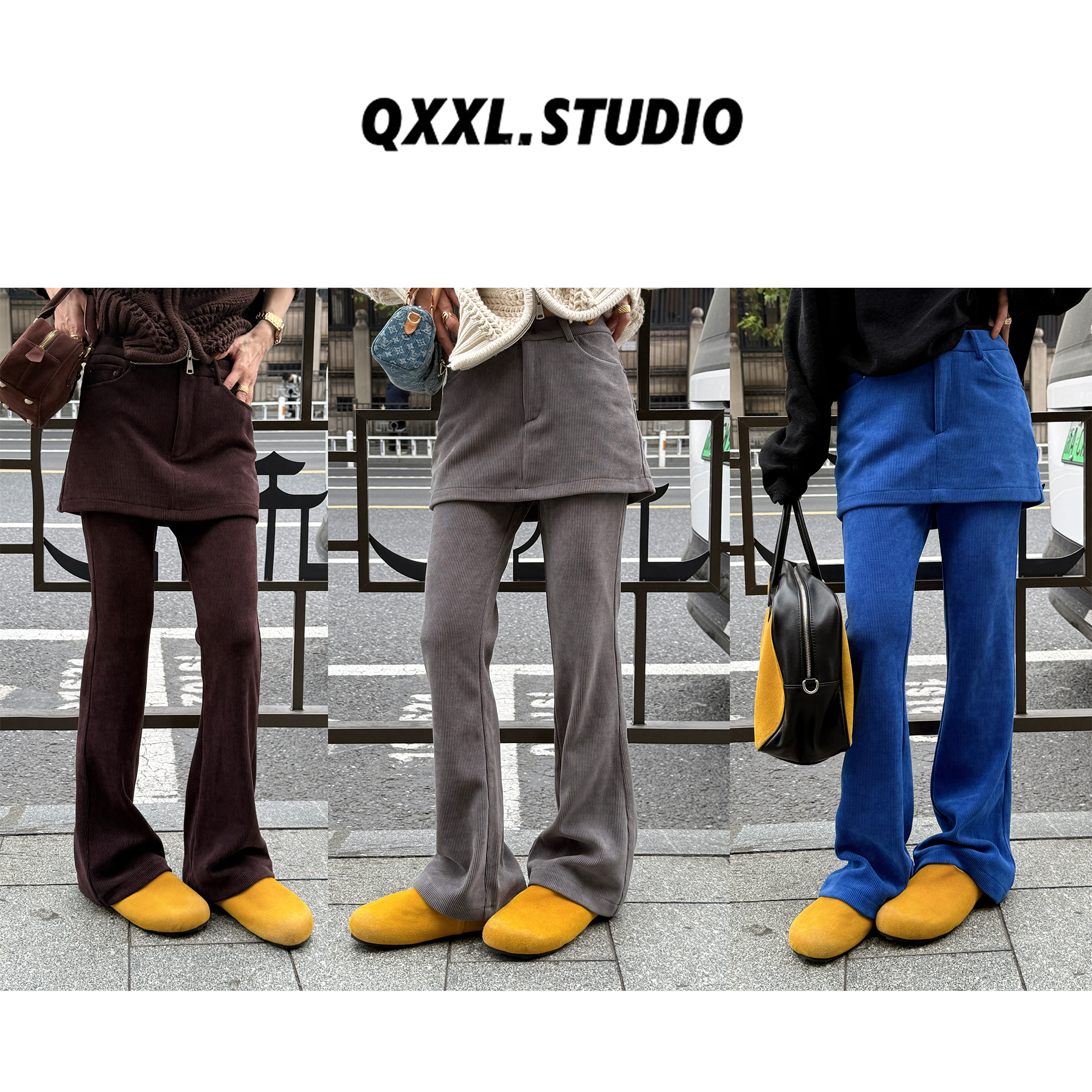 邱小小丽呀 冬季新款带屁帘欧棉绒直筒裤女垂感高腰显瘦百搭长裤