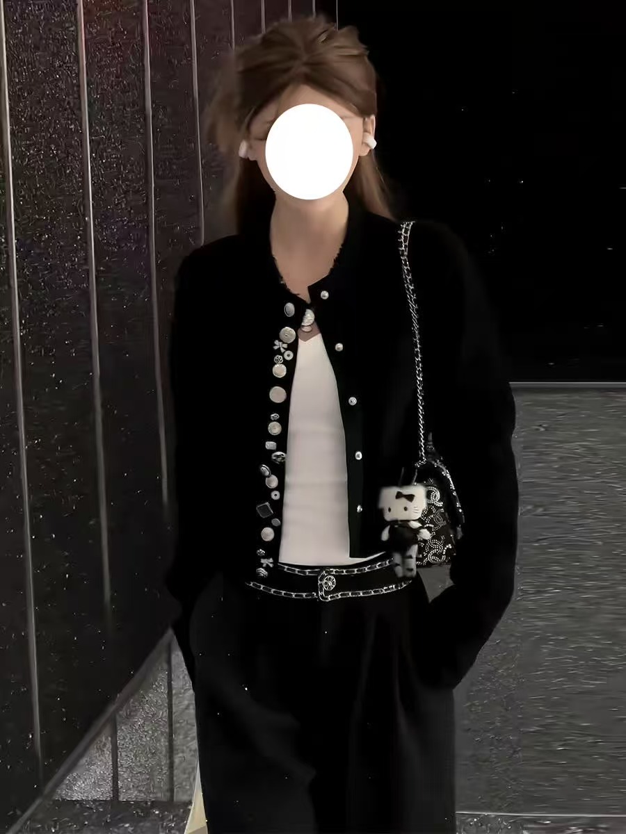 秋冬法式小香风重工纽扣气质长袖开衫外套高级感短款上衣AM25613