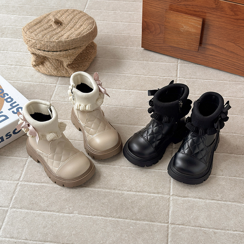 女童鞋马丁靴2025新款冬季儿童靴子加绒秋冬款公主棉鞋女宝宝冬天