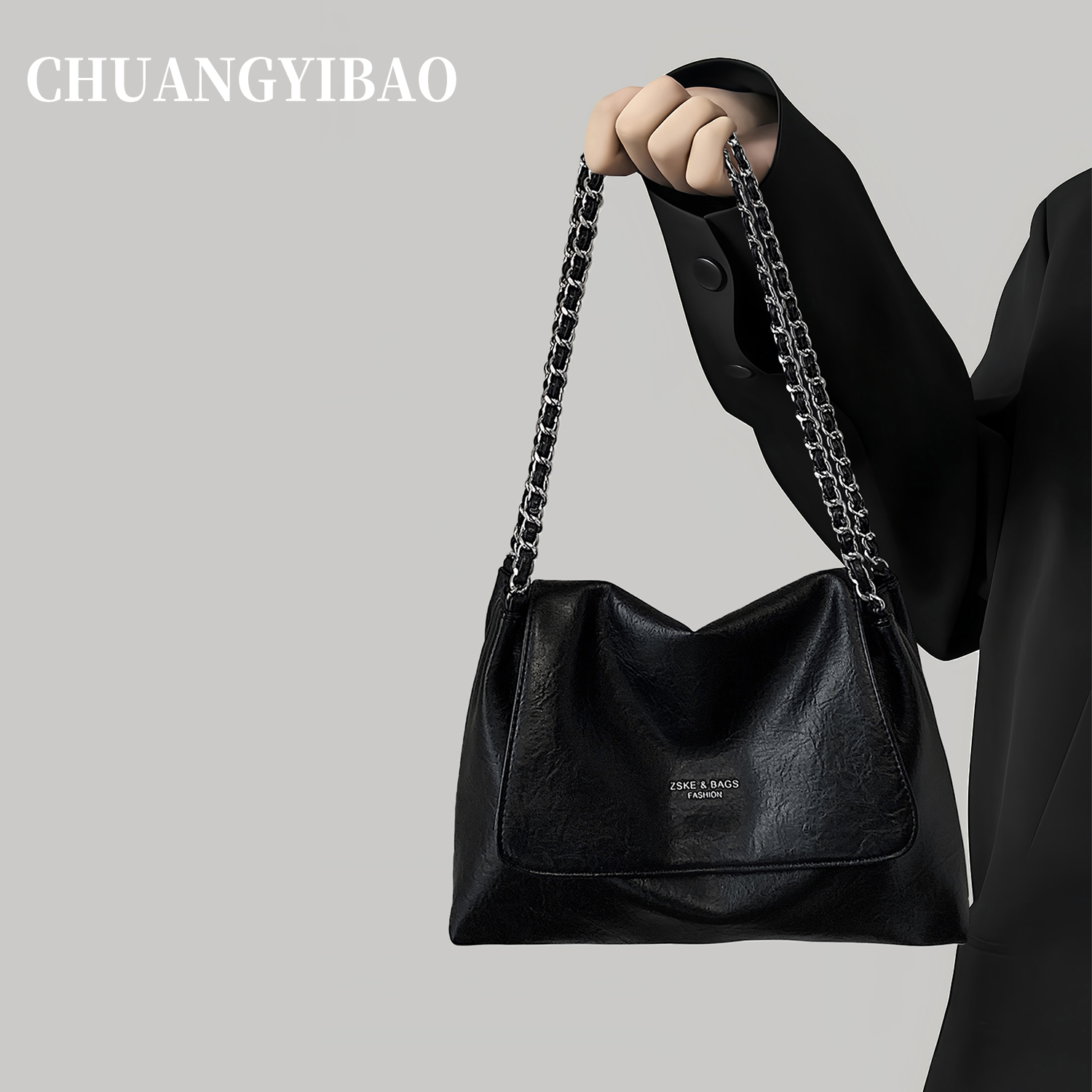 大容量松弛感链条腋下托特包包女2025新款高级感通勤单肩斜挎大包