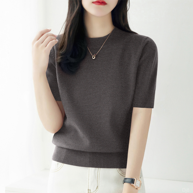 2025年女装新款中袖打底内搭气质百搭针织衫秋季简约圆领宽松上衣