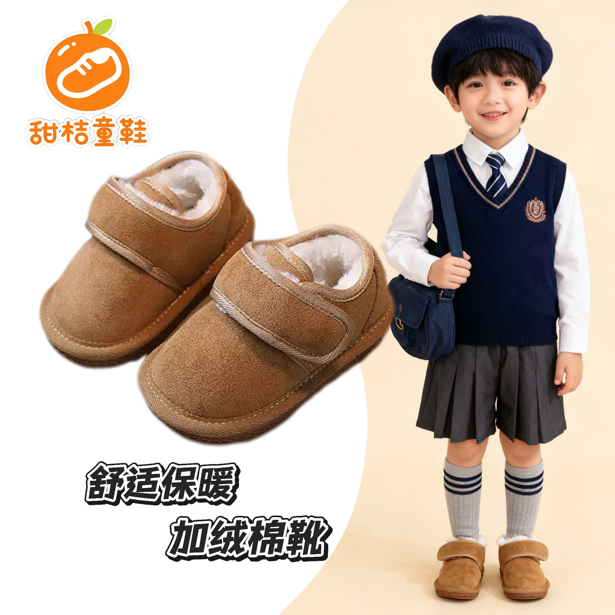 儿童鞋子小童加厚冬季女童雪地靴男童加绒棉靴雪地儿童雪地靴