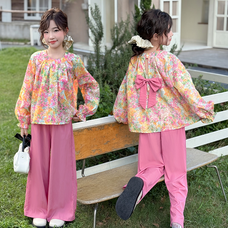 女童套装秋装碎花中大童春秋2025新款洋气儿童秋季女孩时髦两件套