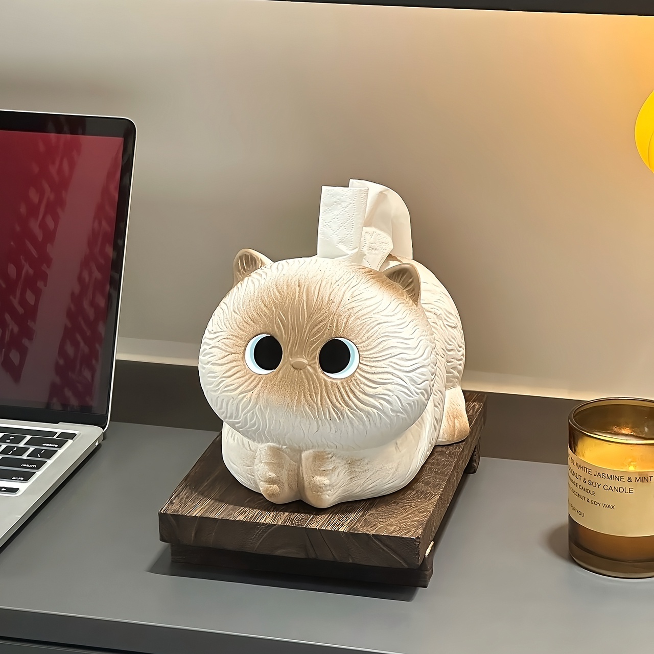 可爱陶瓷暹罗猫纸巾盒趣味创意轻奢卡通纸巾盒客厅高级感抽纸盒