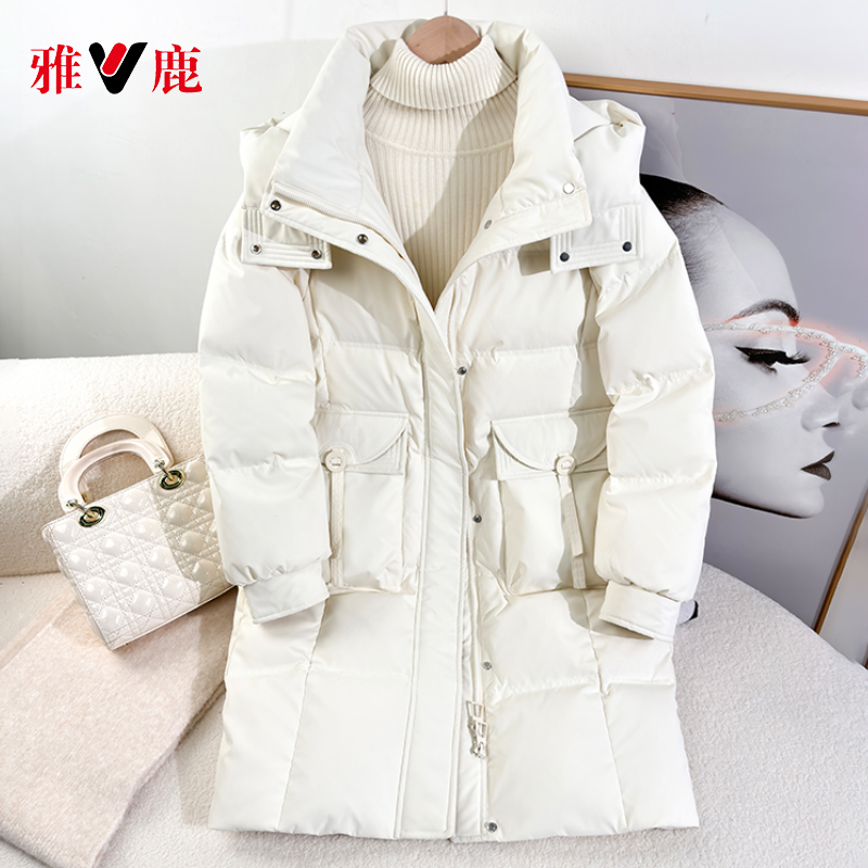 V/雅鹿羽绒服女反季大清仓时尚休闲加厚宽松连帽潮流韩版中长款