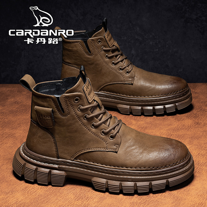 意大利卡丹路马丁靴男秋季高帮英伦风复古中帮皮鞋男士真皮工装靴