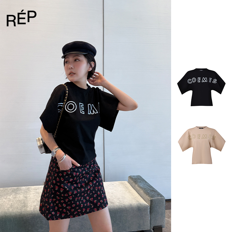 【5折】REP-COEMES设计师品牌设计感落肩字母短袖T（特价NO退换）
