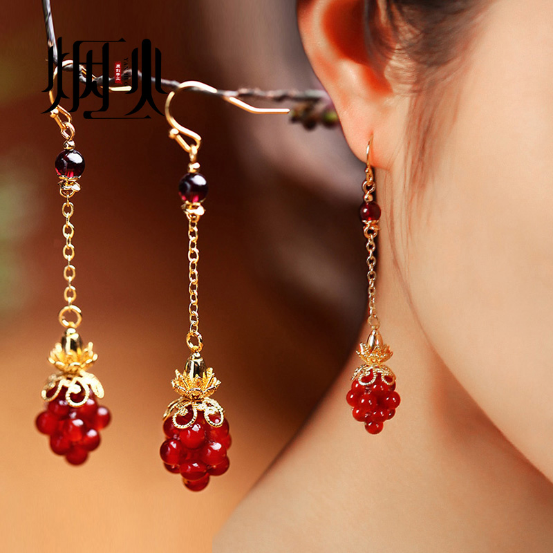 铜合金耳饰 适合圆脸耳环女长款气质复古风耳坠民族风森系