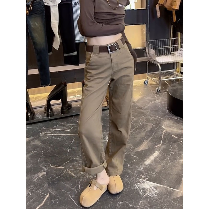 大码女装2025秋冬新款时尚窄版直筒牛仔裤百搭小个子阔腿拖地长裤