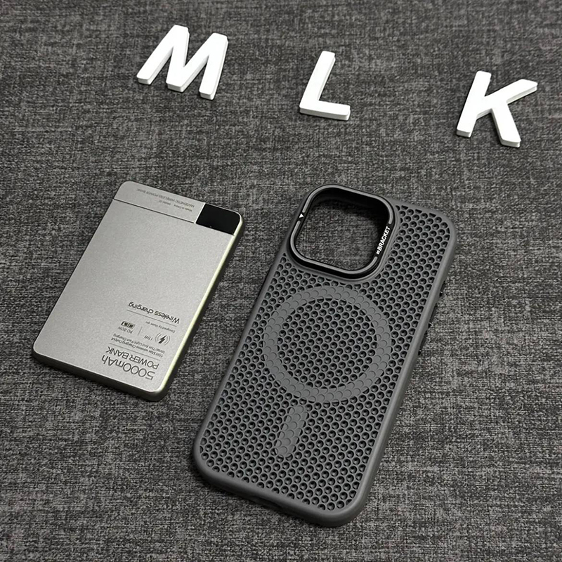 适用于苹果16promax手机壳散热透气15pro蜂窝镂空14pro保护套