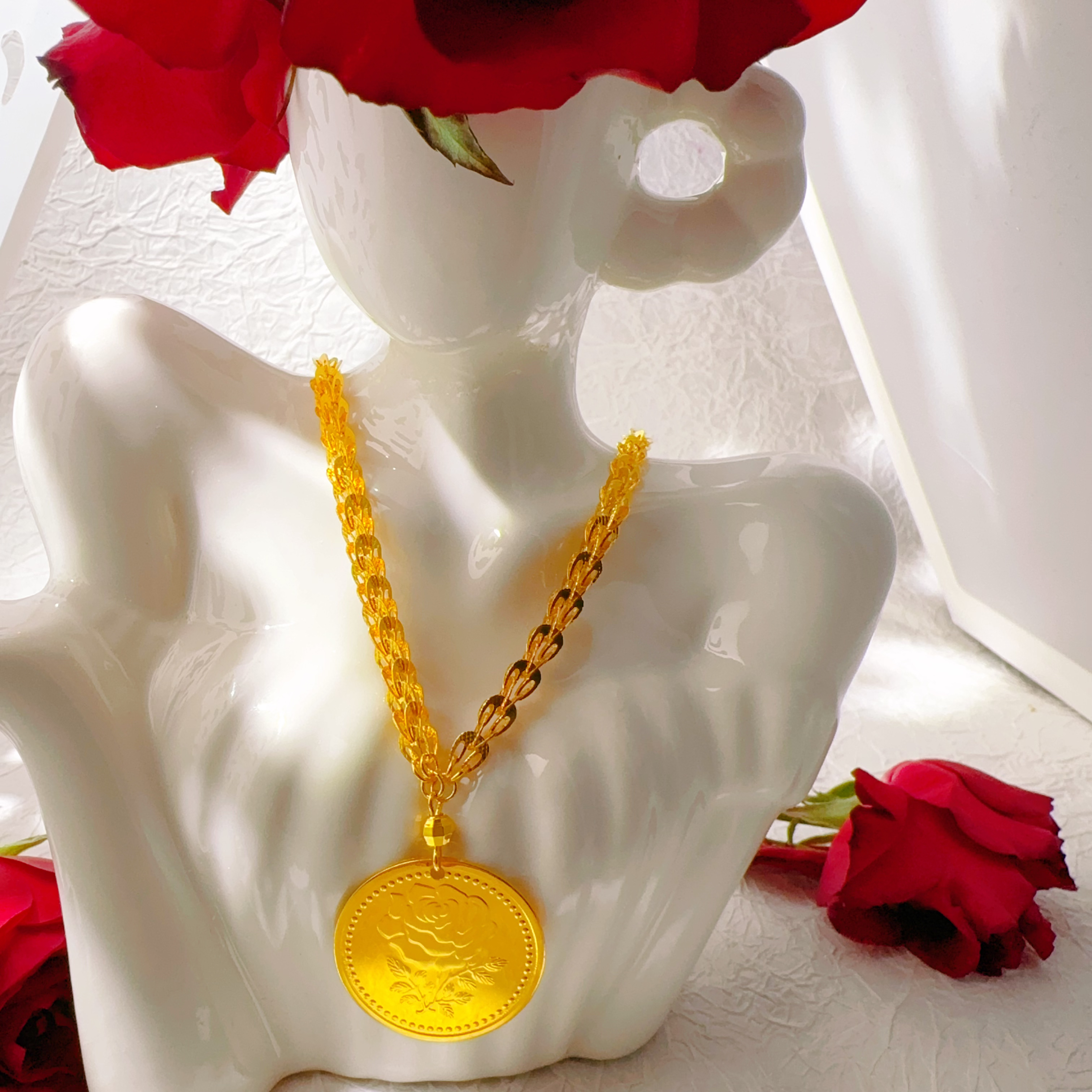 合金项链 合金民族风金币项链0.15g