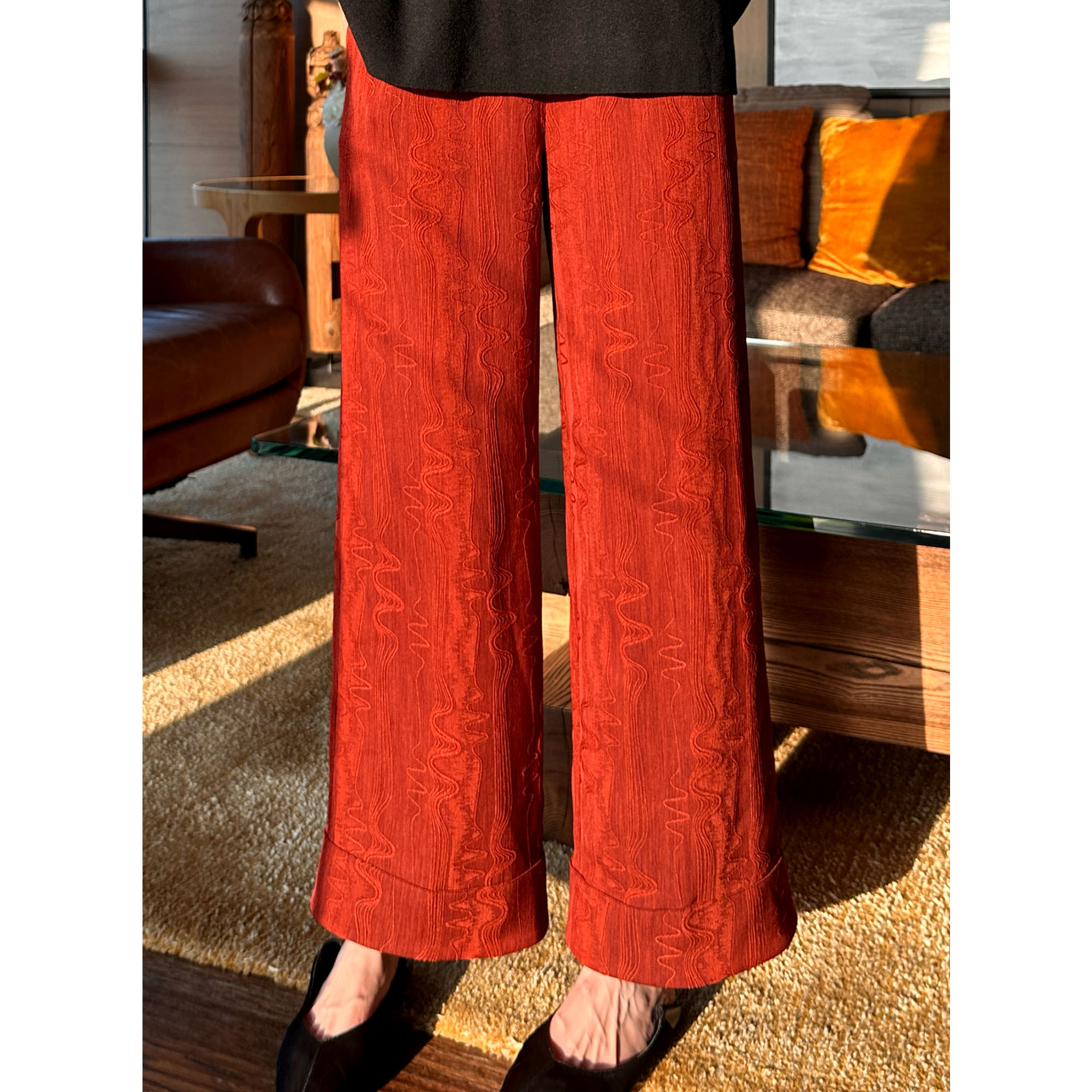 紫紫  大唐祥云裤   三季文化系列经典直筒卷边裤ZD05KZYL431