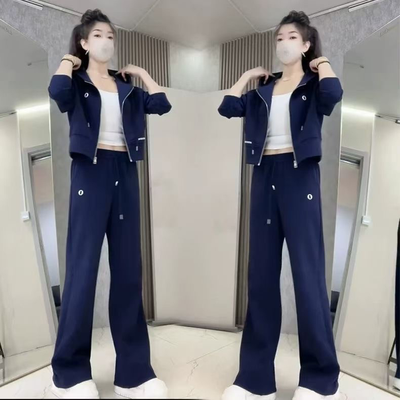 休闲时尚连帽卫衣套装2025春秋气质显瘦外套阔腿裤新款秋季两件套