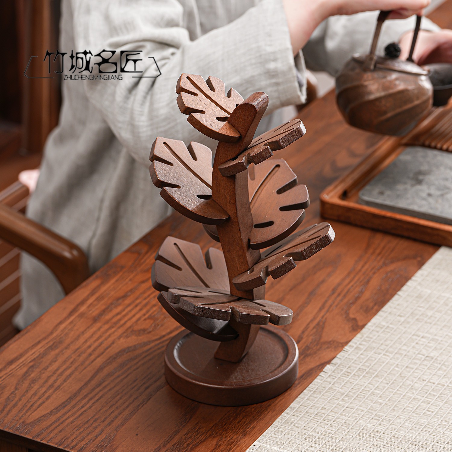 实木茶具一棵树隔热垫茶桌耐高温防烫茶杯垫桌面托盘茶盘装饰摆件