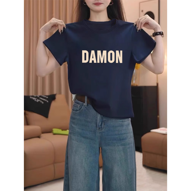 衣服女2025新款爆款正肩纯棉t恤短袖时尚休闲减龄打底衫夏季上衣