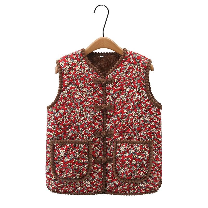 奶奶加绒保暖夹棉马甲外套女中老年5060岁妈妈